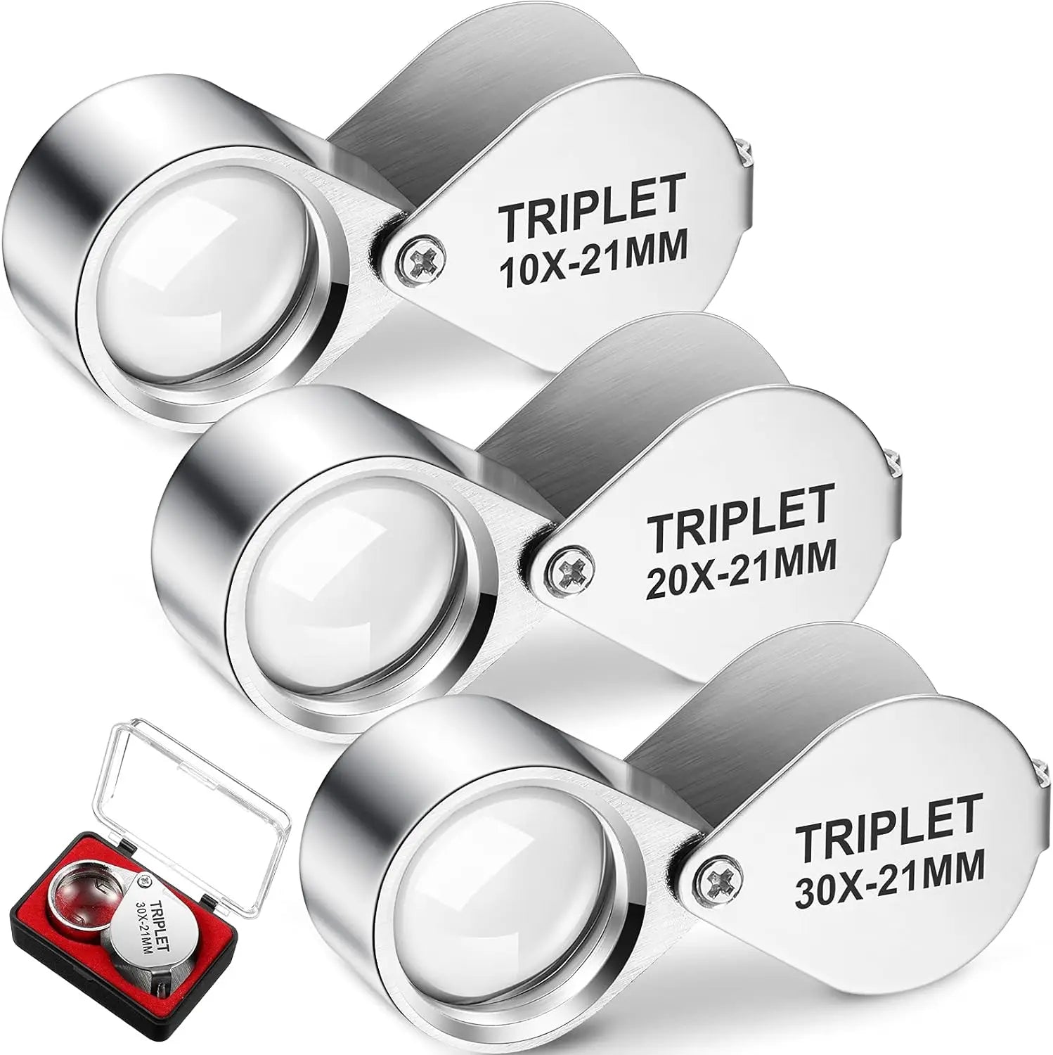 Pocket Jewelry Loupe Metal Magnifying Glass for Jewelry Coins Gems Stamps Watches Supplies