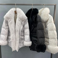 OEM Big Fur Collar Winter Down Coat With Fur Cuffs Fox Fur Down Jacket