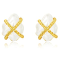 French Vintage-Style Brass-Plated Cream Clouds with Irregular Baroque Pearls Earrings