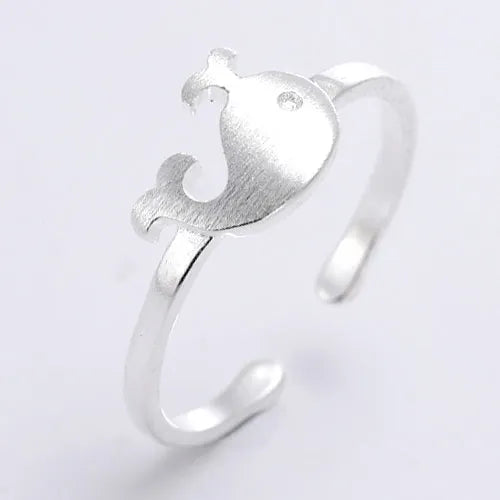 Hot Sale Wholesale Dolphins Silver Opening Ring Resizable Rings for Women Jewelry 2021