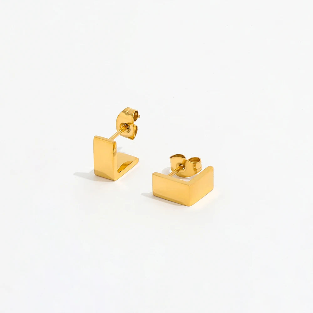 Fenny 18K Gold-plated Fashion Vintage Mini Letter L Shaped Hoop Earring Wholesale Stainless Steel Ladies Jewelry