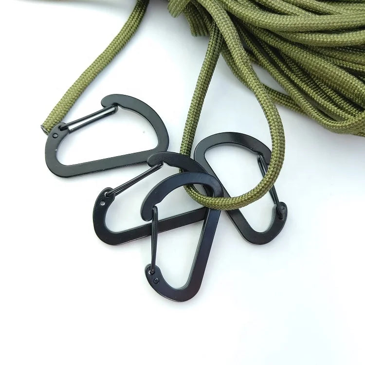 All Black Mini 4CM D-shaped Aluminum Flat Karabiner Small Carabiner