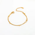 High End Gold Plated Stainless Steel Double-layer Snake Chain Beads Satellite Bracelet for Women Wholesale Jewelry