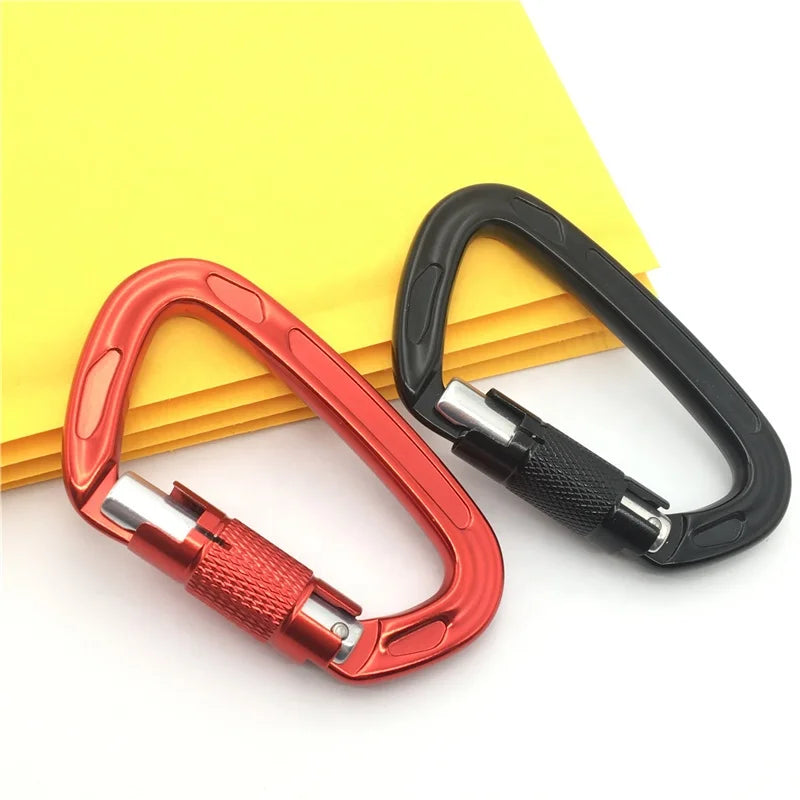 24KN Heavy Industry 7075 Aviation Aluminum Large Size 10cm Twist Automatic Screw Lock Rock Climbing Carabiner