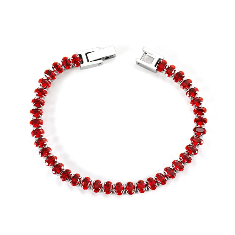 High End Diamond Link Chain Jewelry Stainless Steel Oval Zircon Tennis Chain Bracelets