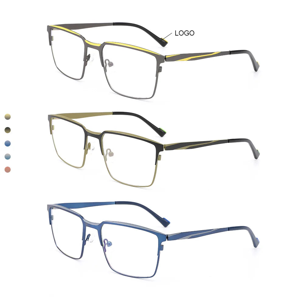 Latest New Design Metal Business Optical Frame Double Color Plating Fashionable Glasses with Competitive Cheap Prices for Men