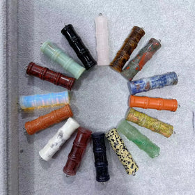 Wholesale Price Natural Healing Crystals Bamboo Joint Pendant Crystal Necklace for Gift