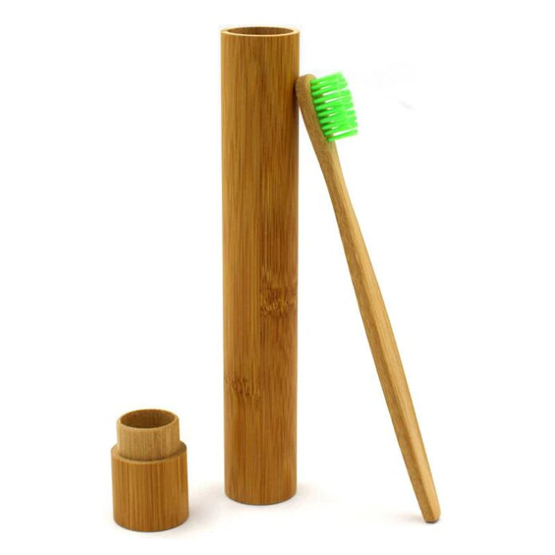 Natural Wooden case Toothbrush Bamboo Tube Box for Household Sock Box Bamboo Travel Case Box