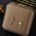 Wholesale Fashion Jewelry Personalized Necklace Women Titanium Steel Designer Crystal Key Necklace Charm