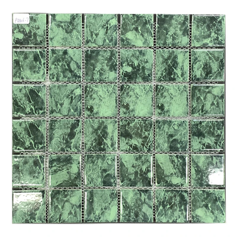 300x300 Green Ceramic Mosaic Polished Swimming Landscape Pool Mosaic Tiles for Floor and Bathroom Wall