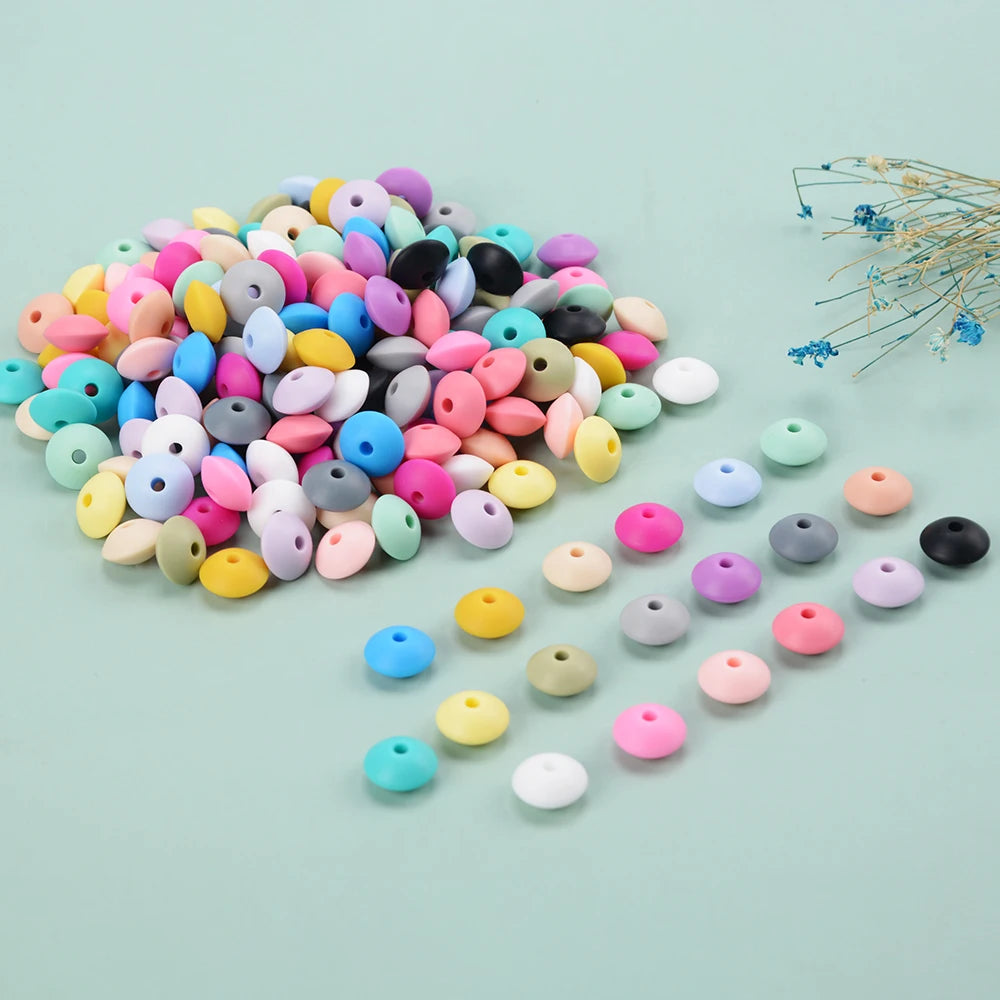 RTS Baby Chew Pacifier Clip Chain 12mm Food Grade Bpa Free Silicone Lentil Spacer Beads
