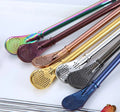 Wholesale Stainless Steel Tea Metal Straw Reusable Bombill Yerba Mate Drinking Straws With Filter Spoon