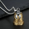 Guardian Phoenix Biker Bell with Hanger Stainless Gold Plated Anime Motorcycle Bell Angel Guardian Biker Riding Bell Necklace