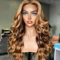 Luxurious Invisible Knots Ombre Blonde Wave Full Virgin Brazilian Cuticle Aligned Human Hair Lace Front Wigs