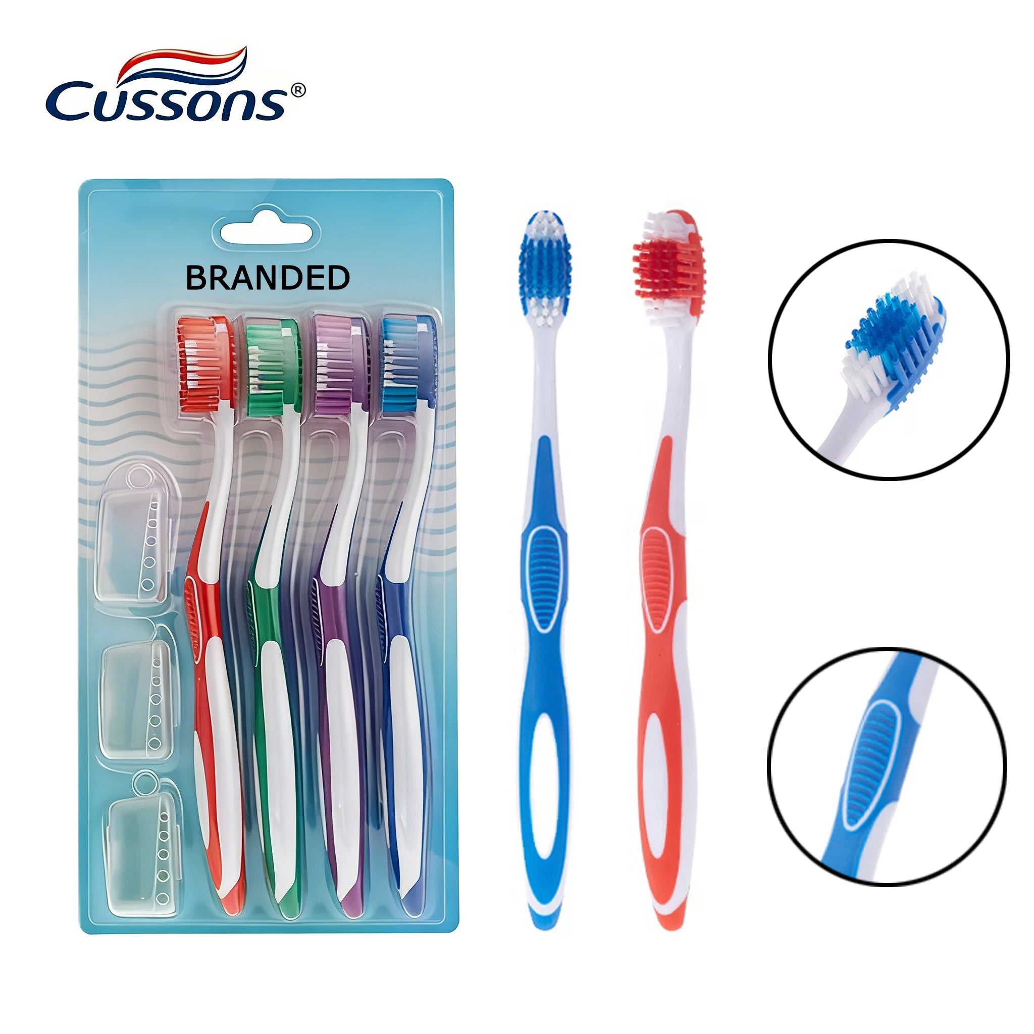 Wholesale 4 Pack Soft Bristle Toothbrush Set Bulk Adult Manual Toothbrushes with Travel Covers for Home & Travel
