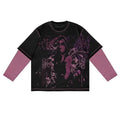 Tshirts Manufacturer Custom High Street Double Layered Long Sleeve Shirt Screen Printing Contrast Stitching Men T-Shirts