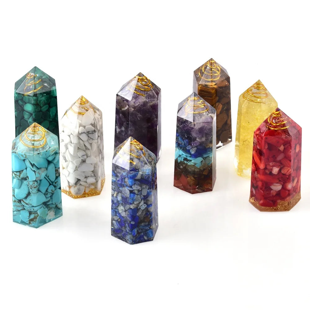 Wholesale 5cm Natural Amethyst Gravel Point Crystal Resin Wand Point Crystals Healing Stones Quartz Crystal Tower