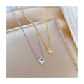 ERESI 18K PVD Gold Plated Stainless Steel Jewelry Simple Round Cubic Zirconia Dainty Design Pendant Necklace for Girl