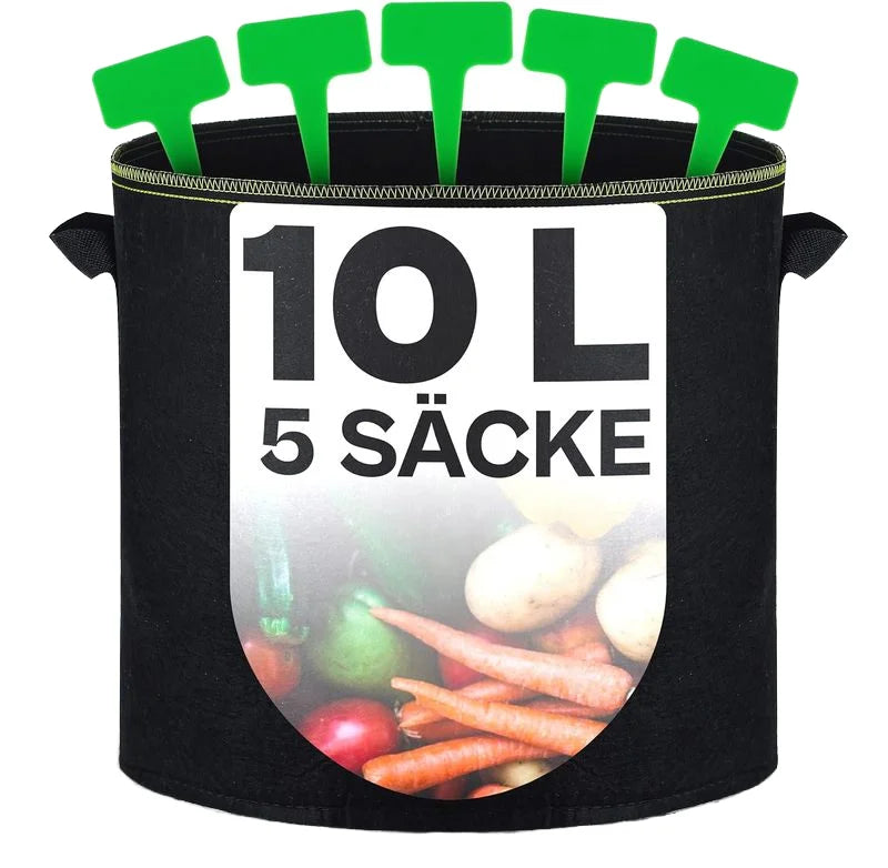 Factory Wholesale Non Woven Felt Fabric Plant Fiber Mushroom Grow Bags Black 10L with Handle for Plant Growth MegaBDM