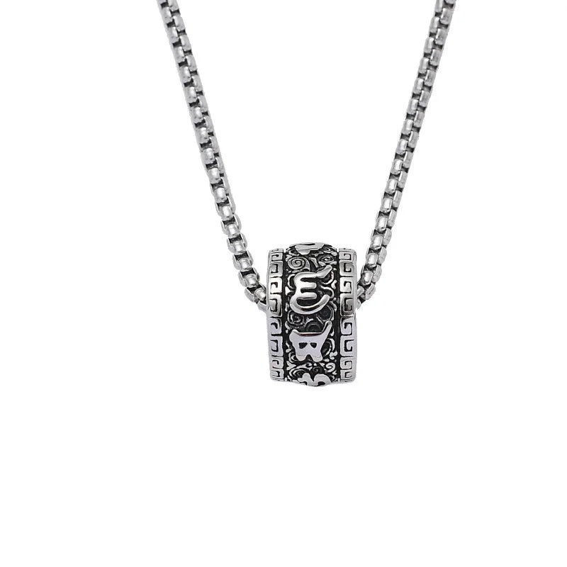 Transport Bead Pendant Six Character Mantra Necklace Vintage Jewelry Couple's Gift for Women's Birthday