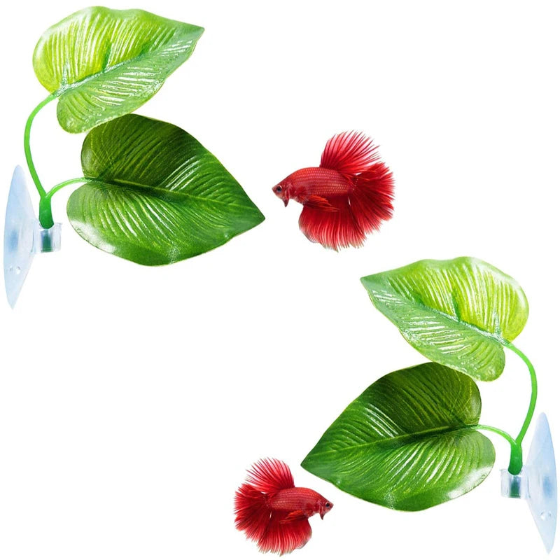 Betta Fish Leaf Pad Eco-Friendly Green Plastic Aquarium Plants Decorations Improve Health Natural Habitat Bed