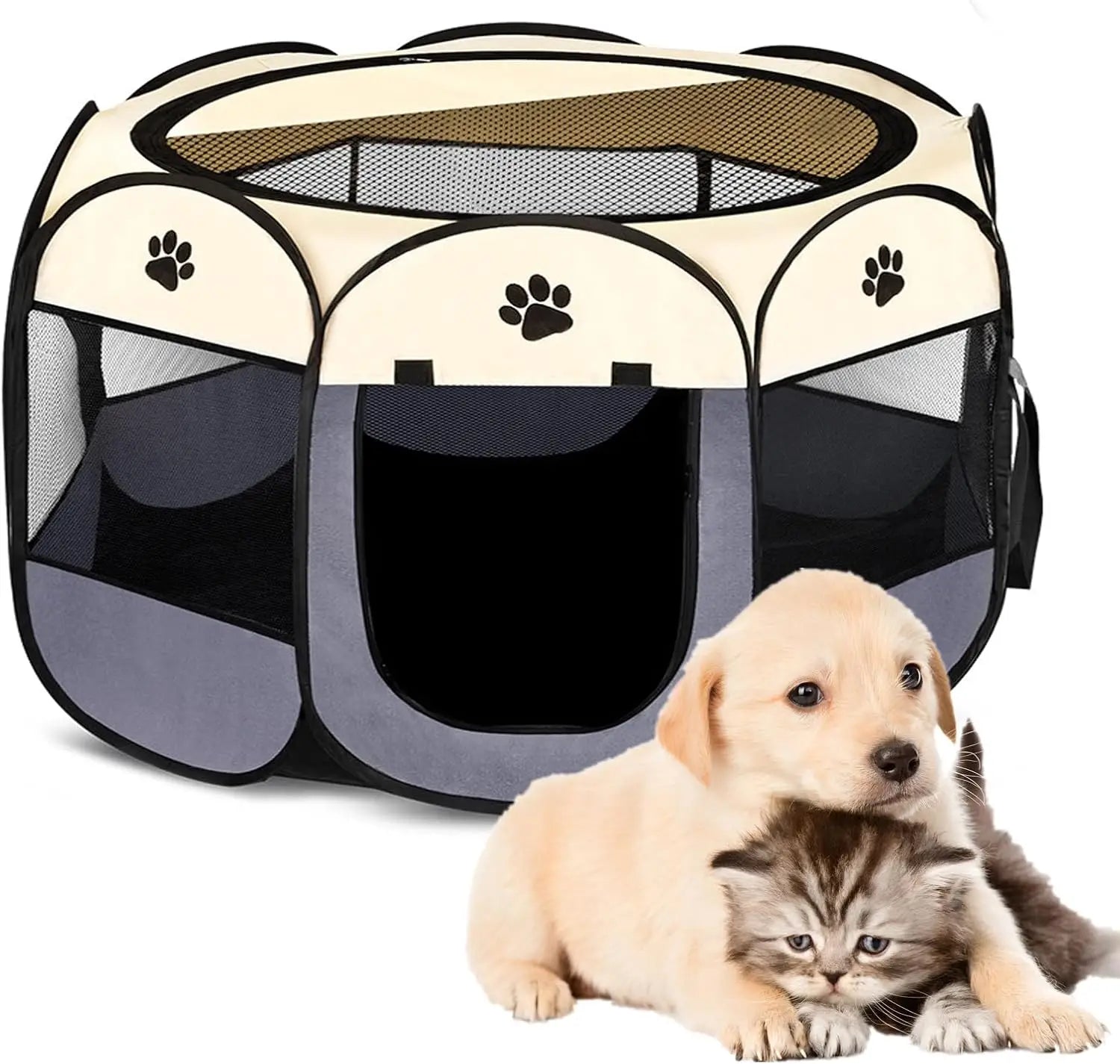 Foldable Pet Kennel Tents Canvas Breathable Shade Cover Outdoor Travel Camping Use Portable Exercise Playpen