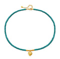 Hot  Selling Irregular Raw Stone Chain Handmade Transfer Bead Series Heart Pendant Necklace