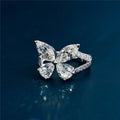 Aimgal Fine Jewelry S925 Sterling Silver Butterfly Cocktail Ring 18k Gold Plated Leb 8A High Carbon Diamond Engagement Part