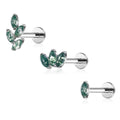 New Wholesale ASTM F136 Titanium Internal Threaded Claw Setting Moss Agate Labret Cartilage Helix Earrings Body Piercing Jewelry