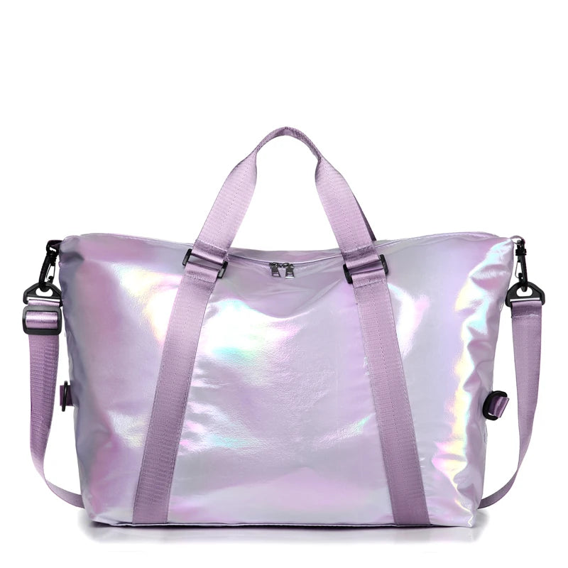 Colorful Travel Waterproof Training Bag Dry Wet Separation Laser Holographic Design Anti-Theft Feature Free Sample Duffel Bag