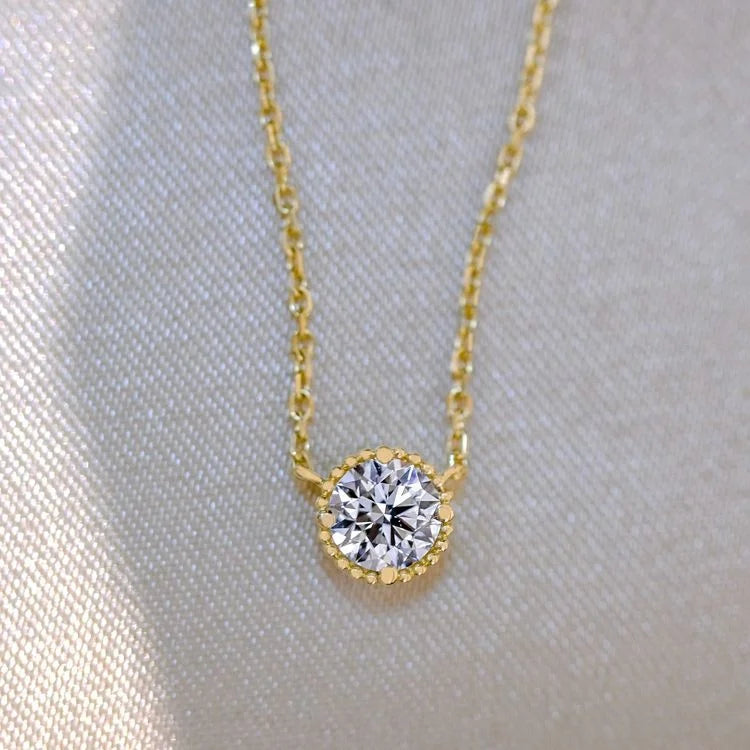 RUYI Unisex Luxury 18K Yellow Gold Necklace Classic Fashionable Wedding Gift with Lab Grown Diamond for Women's Engagement Party