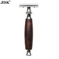 JDK Double Edge Safety Razor with Wood Handle Fits All Double Edge Blades Non-Disposable Facial Shaver for Men