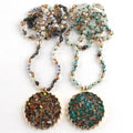Fashion Bohemian Jewelry Accessory Natural Stone 6mm Beads Crystal Glass  Knotted Round Pendant Necklaces