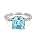 925 Sterling Silver 9mm Asscher Cut Ring with Pure Brilliance Zirconia Classic Wedding and Party Jewelry Waterproof