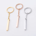 18K Gold PVD Plated Blank Engraving Stainless Steel Keychain Bar Pendant Key Chains