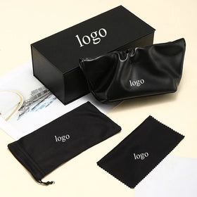LBAshades Black Glasses Bag Leather PU Sunglasses Box Packaging Soft case Glasses case Set Custom LOGO