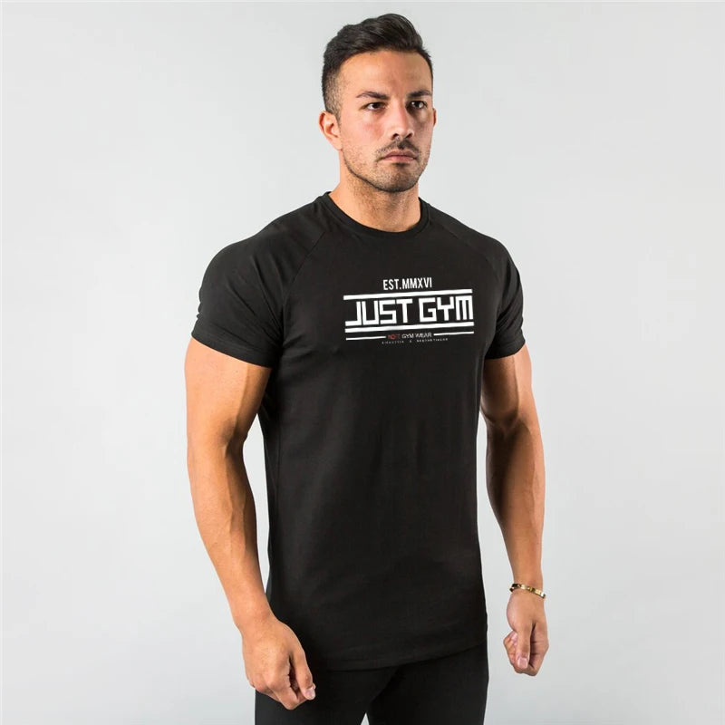 New Casual Mens Sports Clothes Fitness Gym Wear Cotton Plain Tee t Shirt Fitted Gym Custom t Shirt Men