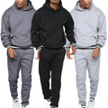 Custom Fashion Men's Heavy Fleece Hoodie Men High Quality Fashion Solid Color Pullover Men Joggers Suits Set Bulk