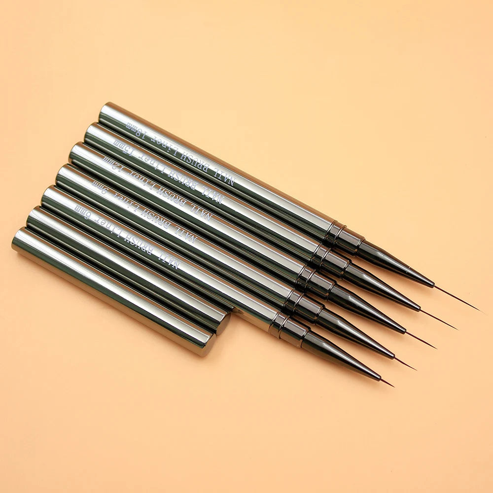 New Products Diy Length Nail Brush Set Custom Private Label Nail Art Liner Brushes 6/9/12/15/18mm Nylon Hair