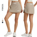 Women's High Waist Tennis Skirt Ruffle Decorations Anti-Exposure Fake Two Pieces Loose Pockets for Sports Yoga Fitness MOQ 2pcs