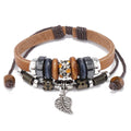 Wholesale Fashion Jewelry Charm Leaf Pendant Women Bracelet Personality Leather Bracelets for Women and Men