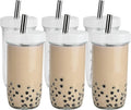 Factory Supplier Reusable 24oz & 16oz Bubble Tea CupSmoothie Boba Cups with Lids and Stainless Straws