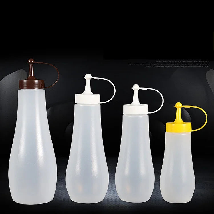 Ketchup Honey Cream Salad Dressing Oil Dispenser Portable PE Squeeze Sauce Bottle Screen Printing Custom Color Transparent