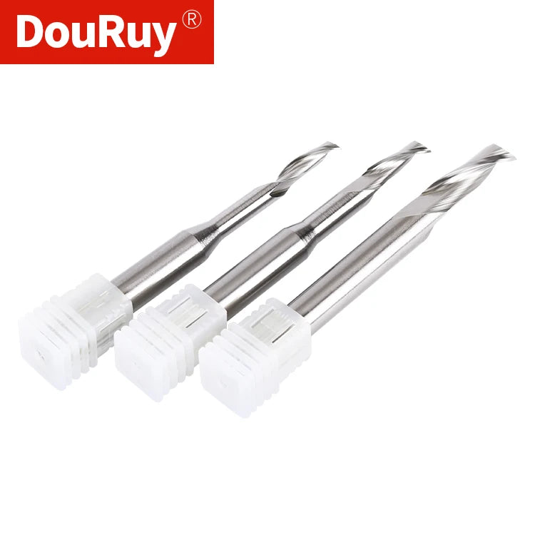Douruy HSS-6542 8mm CNC Milling Cutter Aluminum Alloy High Speed Steel Material Single Edge Flute Solid End Mill Engraving Bits