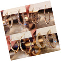DAIHE Vintage Zircon Exaggerated Big Hoop Earrings Women Girls Rhinestone Earrings