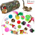 Interactive Cat Kitten Toy Set Tunnel Cat Feather Teaser Wand Toy Fluffy Mouse Crinkle Balls Mouse House Cat Toy