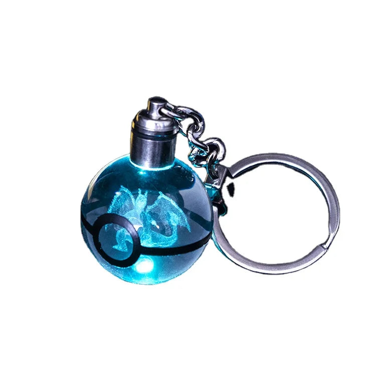 Wholesale Handmade K9 Poke Crystal Ball 30mm 3D Laser Engraved Logo LED Light Base Animal Themed Business Crystal Ball Keychain MegaBDM