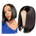 Glueless 4*4 Lace Closure Short Silky Straight Bob Wig Bone Straight Brazilian Remy Human Hair Natural 99J for Black Women