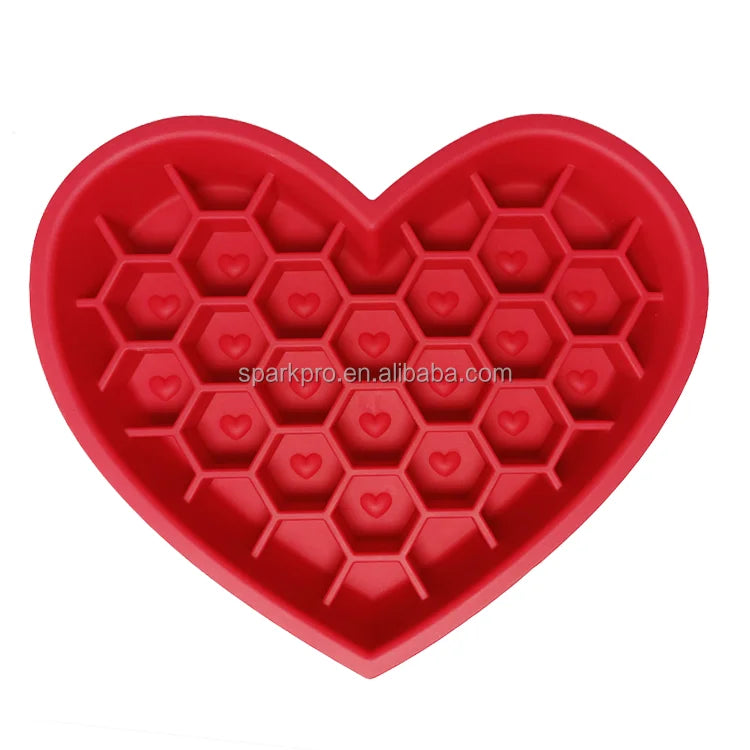 Silicone Functional 2 in 1 Double Sided Portable Slowdown Eating Stop Gulping Feeder Cat Dog Feeding Drinking Bowl