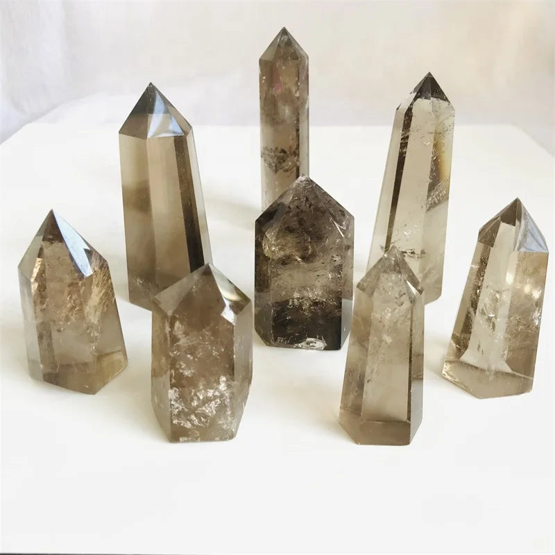 Wholesale Natural  Crystals Healing Stone Clear Smokey Quartz Wand Point